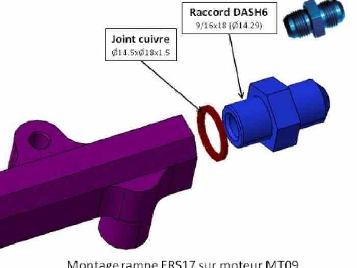Fabrication Rampe injecteur usinée pour moteur yamaha MT09 kart cross 1