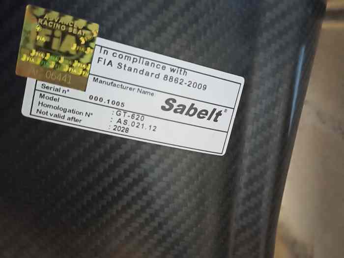 Baquet SABELT carbon 1