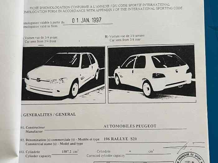 Fiche d’homologation 106 A5561