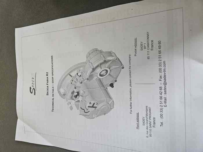 Recherche bv sadev skoda fabia r2