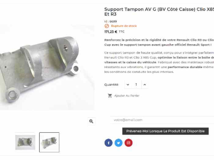 Recherche support moteur clio 3 coté b...