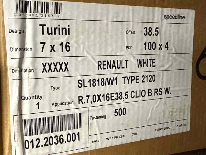 Jante Turini 16’’ Clio RS Ragnotti 2