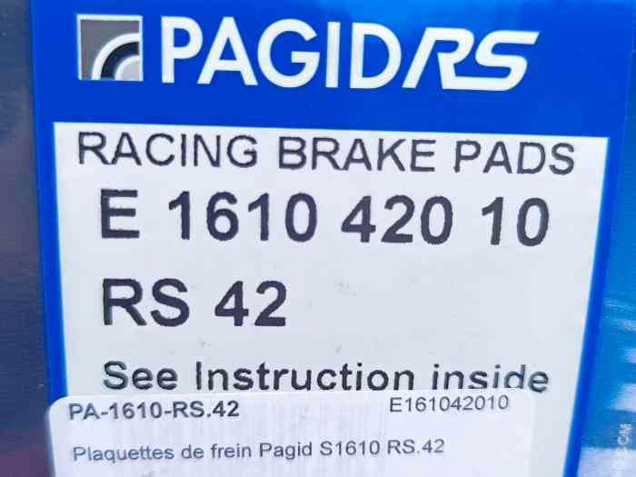 Plaquette arrière pagid bleue Peugeot 306 rs 1