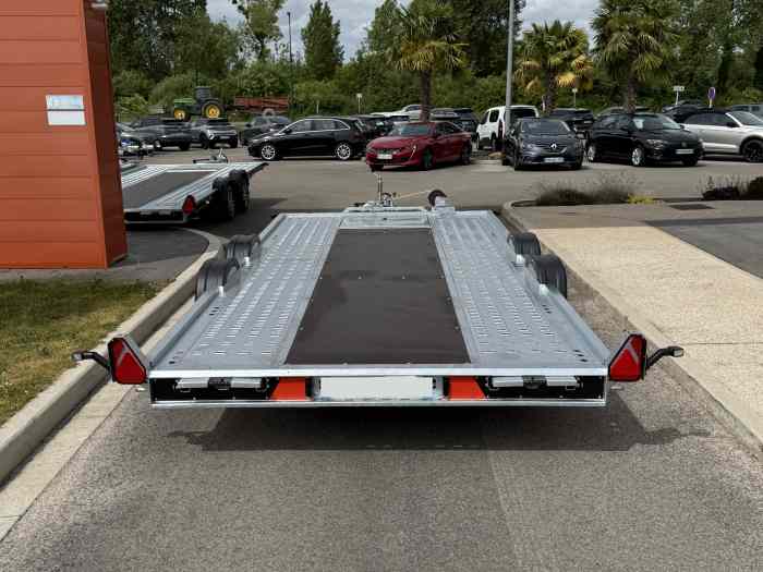 REMORQUE NEUVE NOUVELLE BRIAN JAMES A-TRANSPORTER 4.5m X 2.0m 3000 kg / PLATEAU PORTE AUTO / JANTES ALU / OPTIONS TREUIL / OPTION BASCULEMENT HYDRAULIQUE / TVA RECUP 2