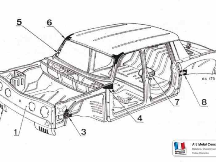 Renforts de caisse R8 Gordini r1135