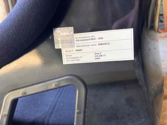 Vends baquet RRS by BiMarco Grip 2 2