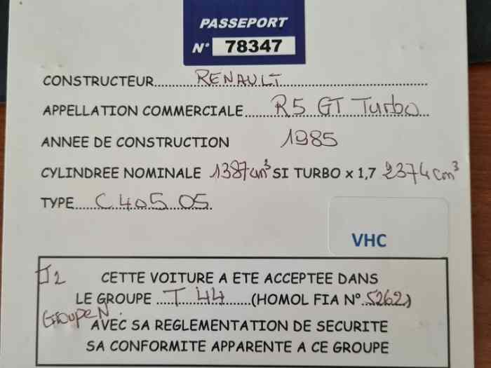 R5 GT TURBO grN VHC/VHRS phase 1 2