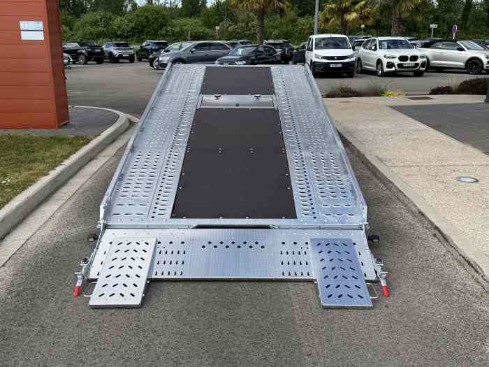 REMORQUE BRIAN JAMES T-TRANSPORTER 4.50m X 2.0m PTAC 3T 3000kg / 2 ESSIEUX / KIT BASCULEMENT + HAYON DE CHARGEMENT INCLUS 2
