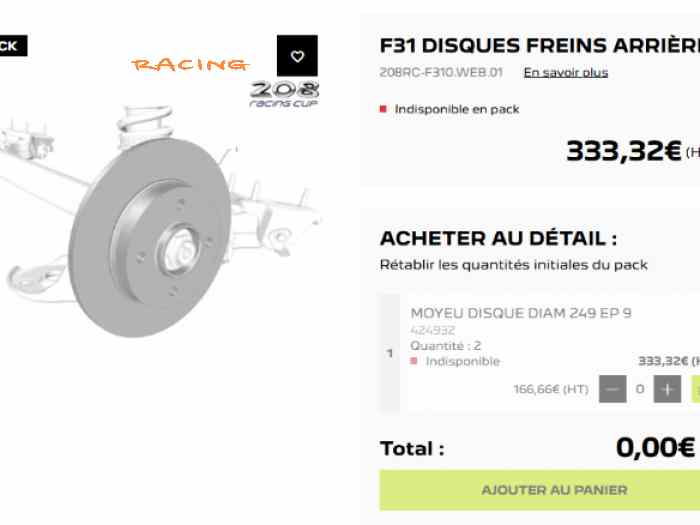 Lot de disques freins arrière Peugeot 208 – photo 2 sur 2