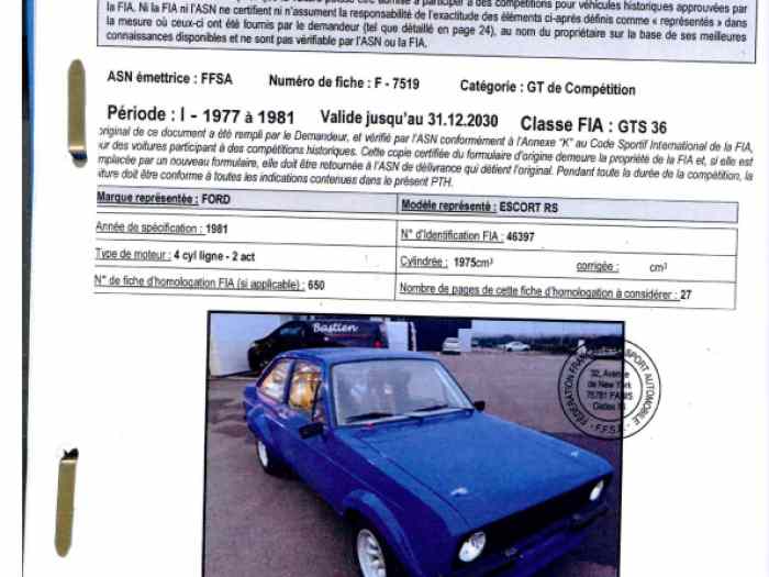 Cause achat autre voiture, brade Escort Mk2 Gr4.BDG 4