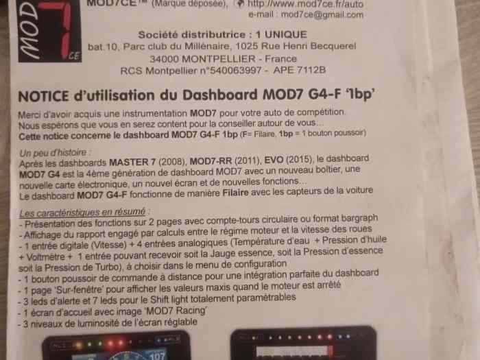 Dashboard mod7 g4f vend ou échange 1