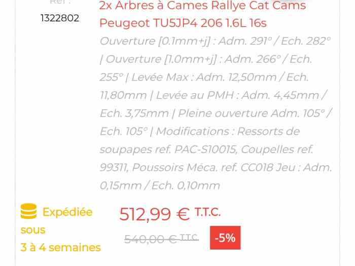 Kit Arbres à cames + poulies réglables C2 R2 Max 1