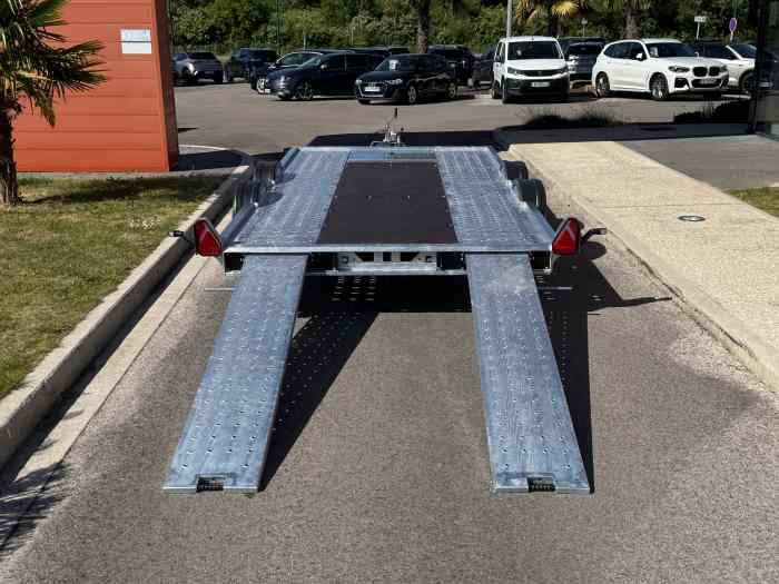 NOUVELLE BRIAN JAMES A-TRANSPORTER A4 4.0m X 1.90m 2700 kg / REMORQUE NEUVE / PLATEAU PORTE AUTO / JANTES ALU / OPTIONS TREUIL / OPTION BASCULEMENT HYDRAULIQUE : MODELE 2025 /... 2