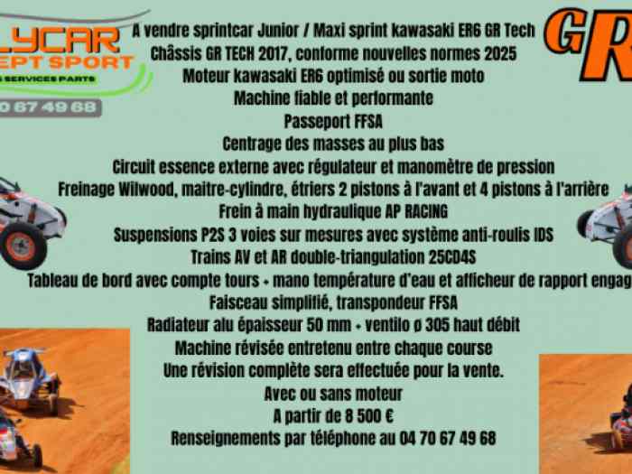 A vendre sprintcar GR Tech Junior / Maxi sprint kawasaki ER6 3