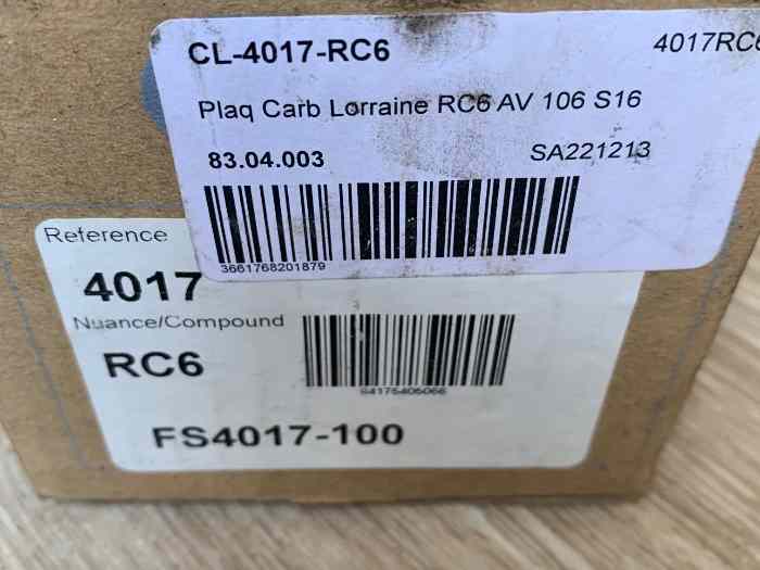 Plaquette rc6 saxo vts 106 s16 2