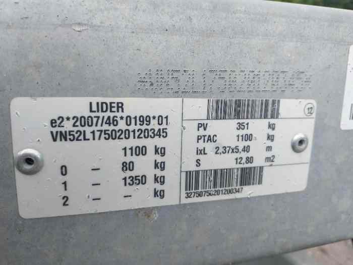 Remorque plateau basculant porte voiture eco Lider 4