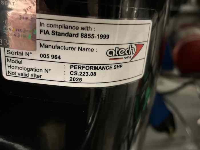 Baquets à oreilles ATECH Racing Performance SHP - ATSP020 - FIA 8855-1999 (not valid after 2025) 2