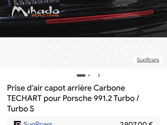 Prise d air capot arrière carbone techart porsche 991.2 turbo /turbo s