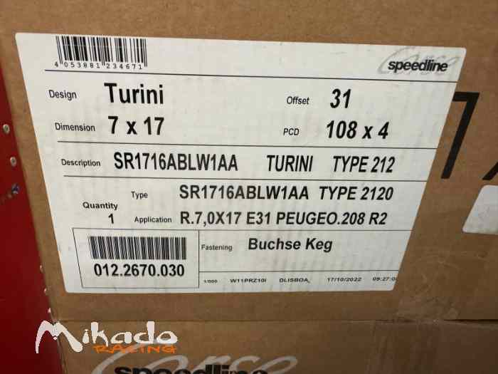 5 jantes Speedline Turini 7x17 – Peugeot 208 R2 – Neuves 2