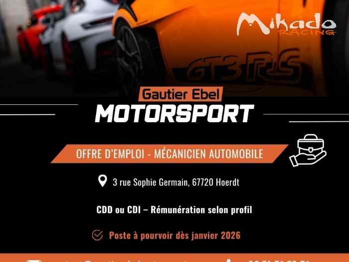 Recherche mécanicien expérimenté véhicules Porsche, sportifs, anciens et de compétition