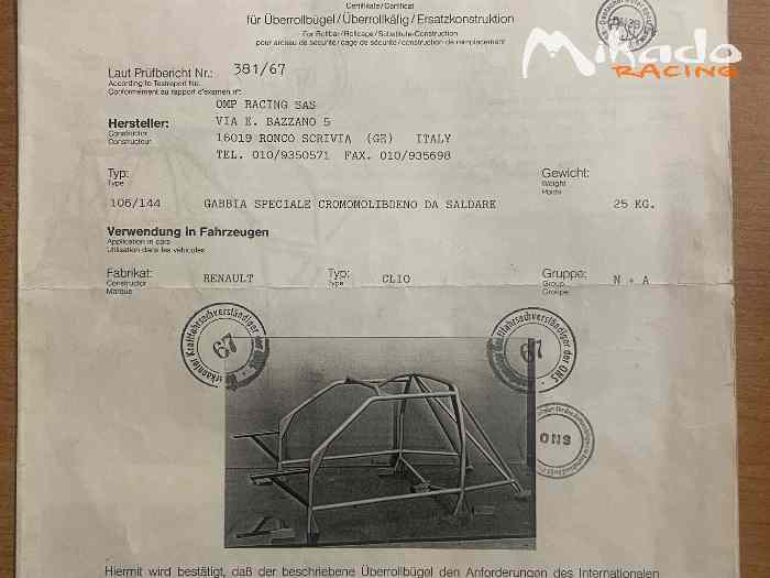 Renault Clio 1.8 16v mini Gr.A F7R Carte grise 1