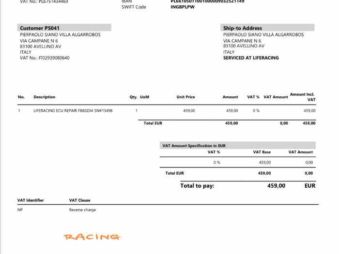 Ford fiesta rally 4/3LIFERACING ECU F88GD14 SN#13498 2