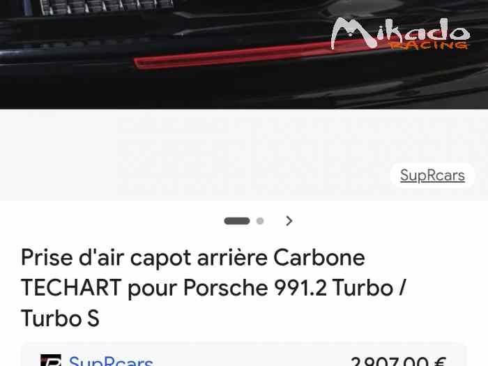 Prise d air capot arrière carbone techart porsche 991.2 turbo /turbo s 2