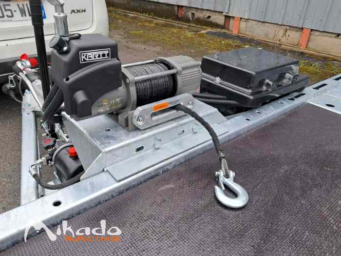 Remorque adaptée voitures larges & DRIFT : PRG TRAILERS PROLINE 5.50 X 2.28 basculant + rampes 2m50 + treuil électrique 4