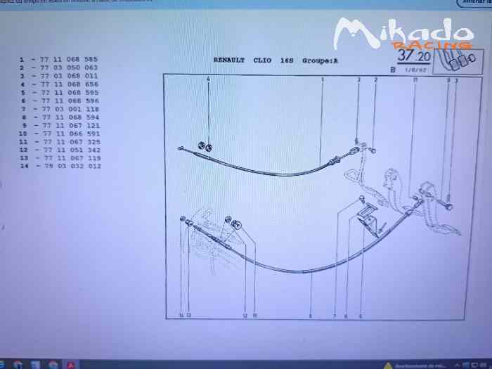 Axe cable embrayage Clio grA/Maxi/R19/R11 – photo 2 sur 2