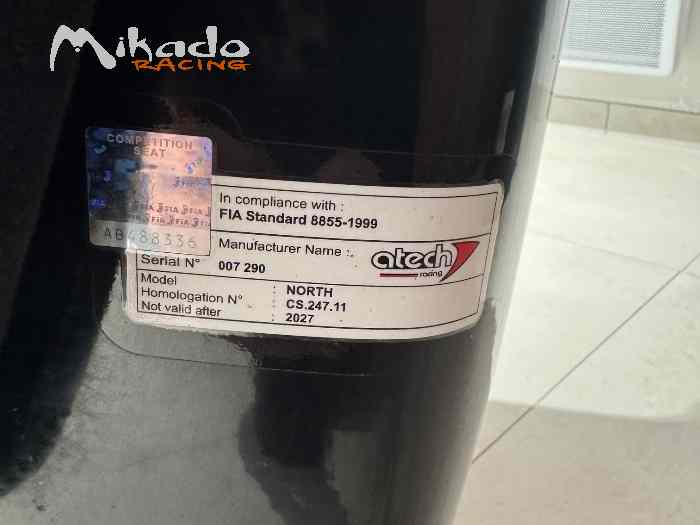 Vends baquet ATECH hi-line north 1