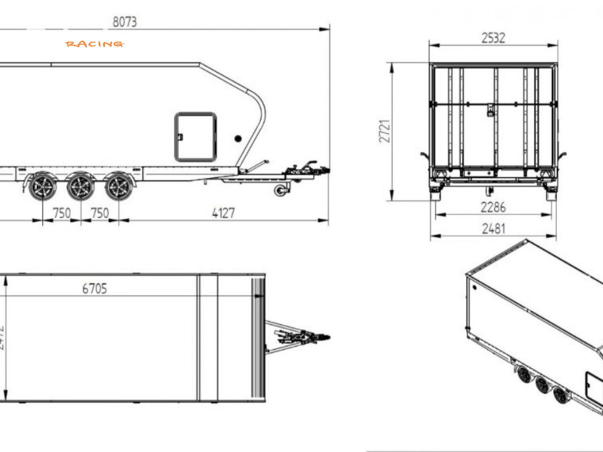 Remorque porte voiture fermee fourgon 6,65m x 2,43m Respo 29990 euros TTC Garantie 5 ans – photo 4 sur 6