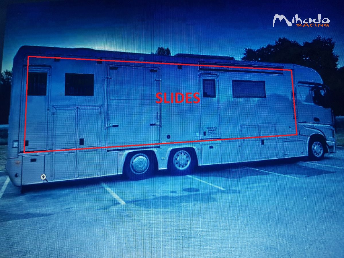 recherche un camion d'occasion avec un PTRA 12M Max de Long avec 1 ou 2 slide/s sur toute la longueur merci.