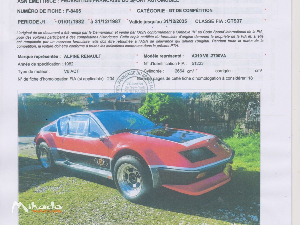 ALPINE A 310 v6 FIA EUROPE – photo 4 sur 4