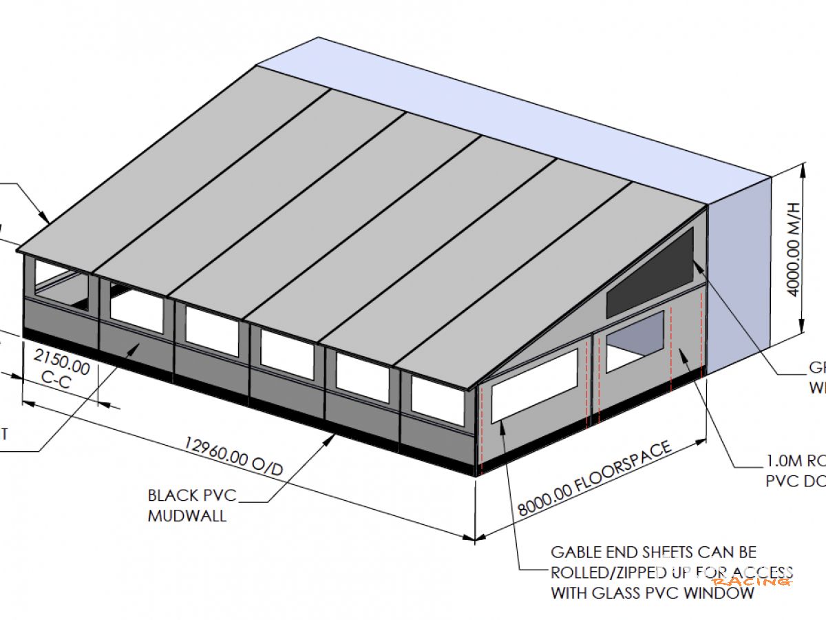 AUVENT MODULAIRE PROFESSIONNEL AWNING & CO – 12,96 × 8 M – SERVI 3 FOIS – photo 1 sur 2