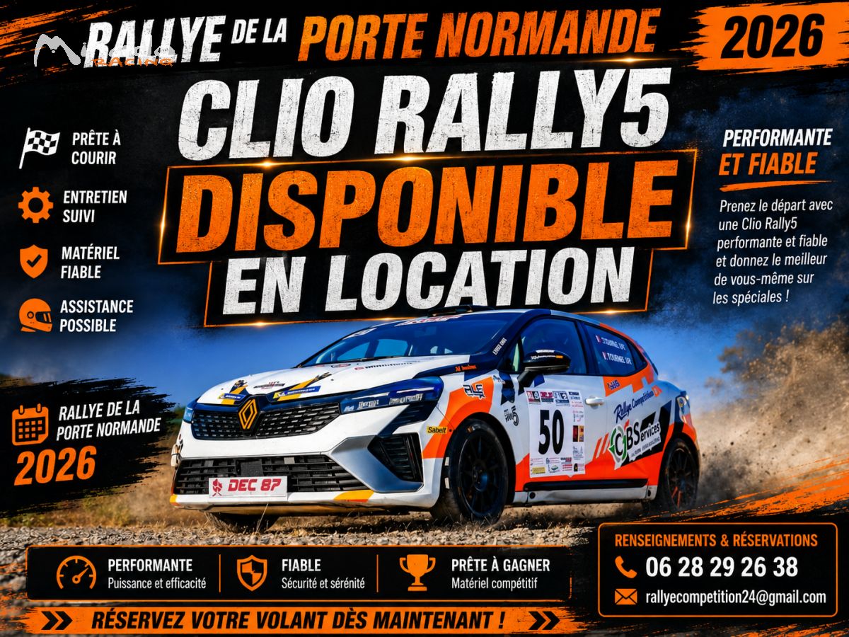 Loue ta clio rc5 pour le rallye porte normande 2026