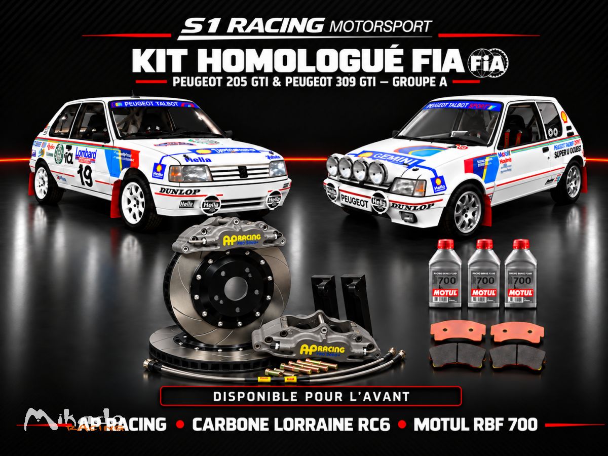 PEUGEOT 205 GTI & 309 GTI GROUPE A — KIT DE FREINAGE AVANT HOMOLOGUÉ FIA – photo 1 sur 3