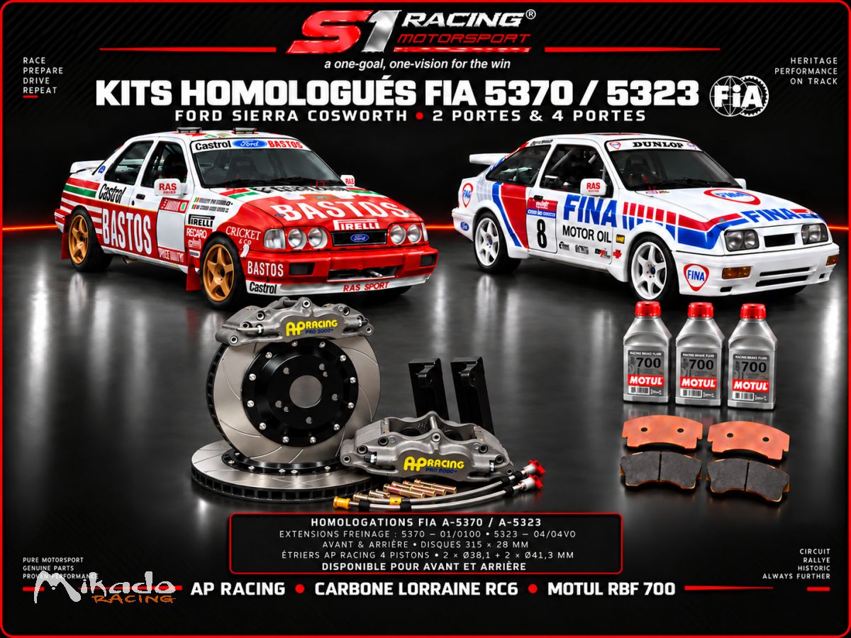 FORD SIERRA COSWORTH 2 ET 4 PORTES — KITS DE FREINAGE AP RACING CP5040 PRO 5000+ HOMOLOGUÉS FIA – photo 1 sur 3