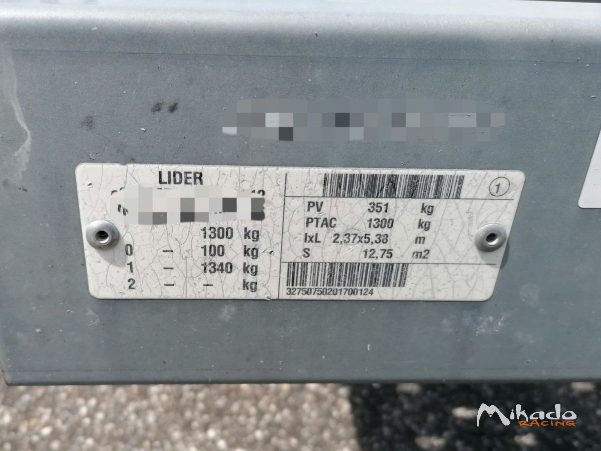 Remorque Lider simple essieu 1300 kg – photo 3 sur 4