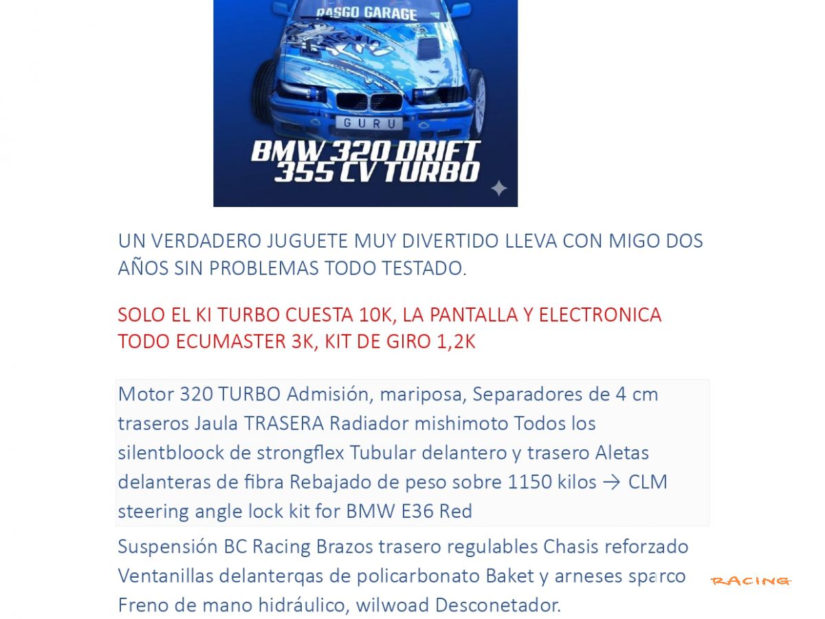 BMW e36 DRIT 320i TURBO 350CV – photo 1 sur 4