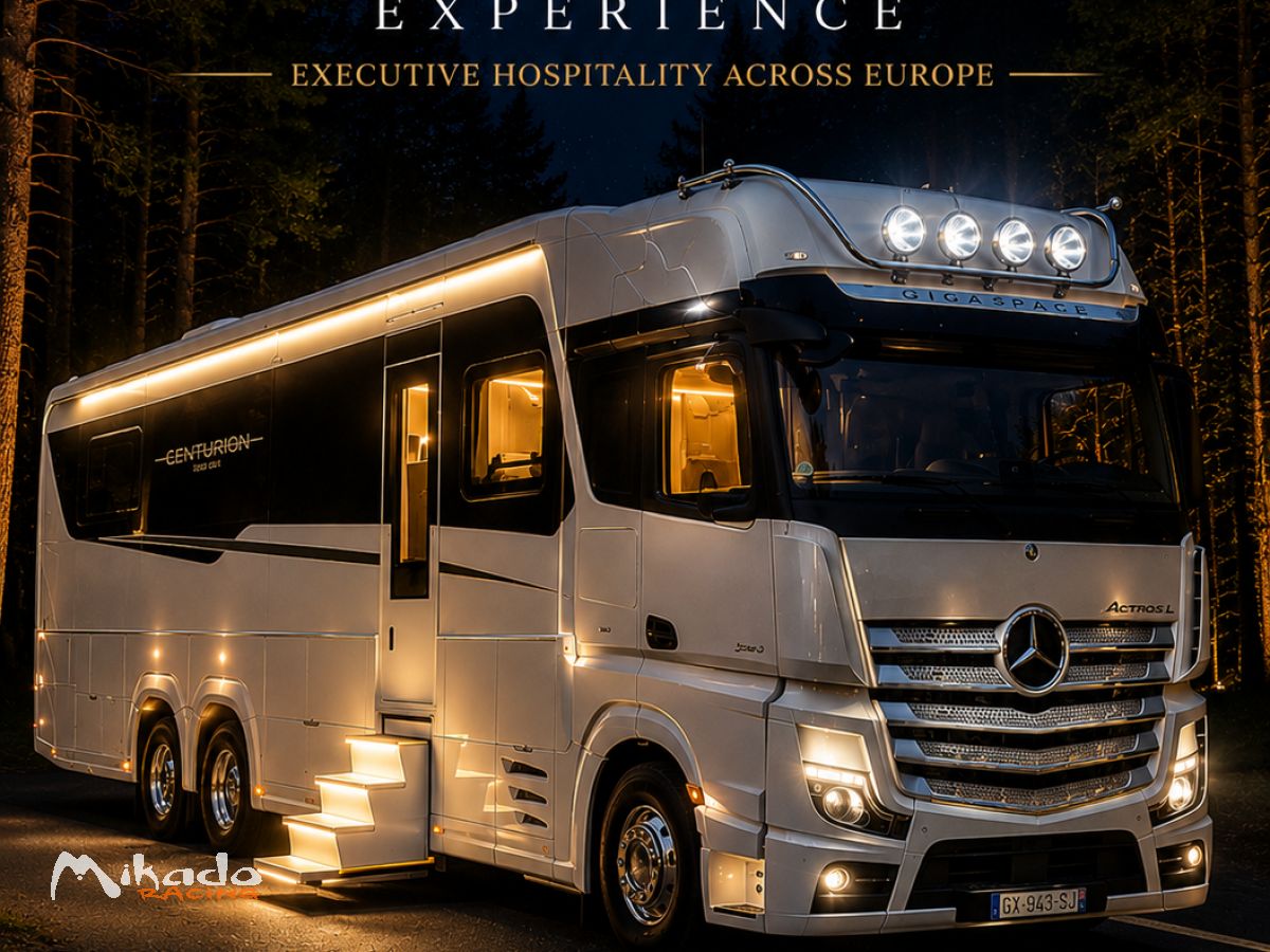 Motorhome de luxe VIP avec chauffeur – Hébergement sur circuit – photo 1 sur 10