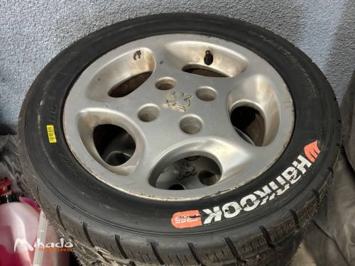 Lot 4 jantes + pneus Hankook 14 pouce pluie